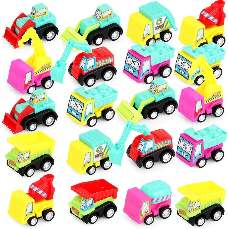 20 count Construction Toy Car for Boys Kids 3 4 5 6 7 8, Construction Party Favors Mini Pull Back Vehicles Small Truck Construction Excavator Sand Toys for Pinata Stuffers, Goodie Bag Stuffers