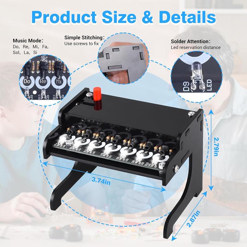 DIY Piano Soldering Project Kit learn to solder kits DIY Electronic Project Learning Circuit Solder Board Mini Upright Piano Soldering Project with Light-sensitive Vertical Electronics Kit for STEM Education Student DIY Instrument and Creative Present