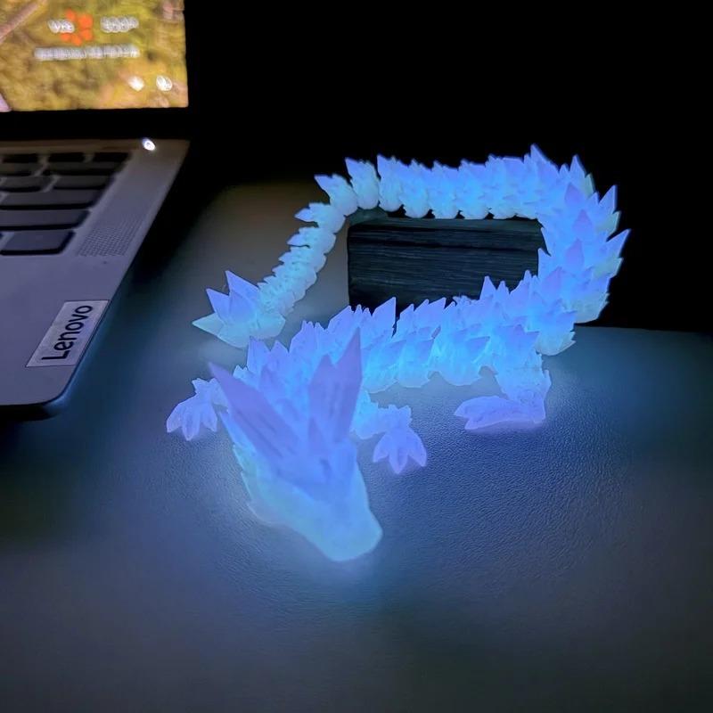 Luminous 3d Printed Dragon Figures Decor Child Toy Multi-Jointed Movable Articulated Dragon Toy For Home Car Tabletop Ornament