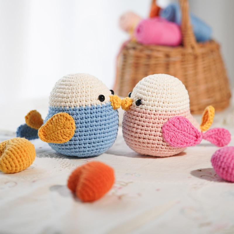 Cute Bird Design Crochet Kit, 1 Box DIY Crochet Kit with Step-by-step English Video Tutorials, DIY Handmade Lover Starter Kit