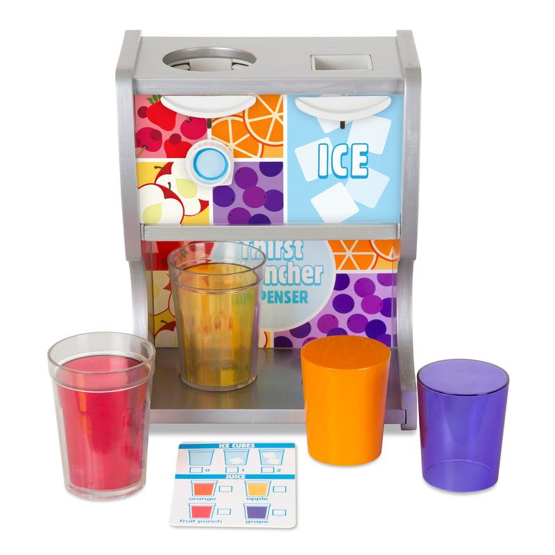 Melissa & Doug Wooden Thirst Quencher Drink Dispenser With Cups, Juice Inserts, Ice Cubes