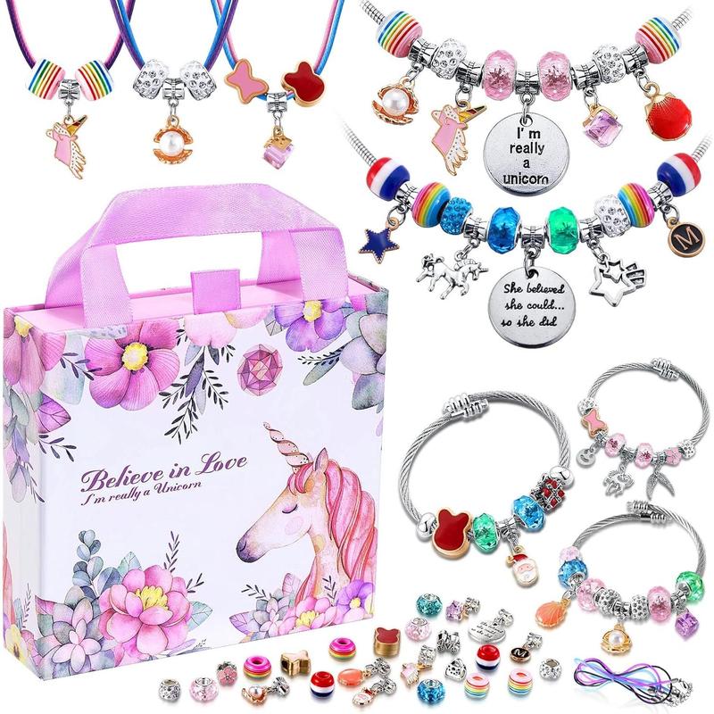 Girls Charm Bracelet Making Kit: A Girls Unicorn  Gifts for Girls Jewelry Making Kit 8-12Crafts for Girls That Imagination Self-Expression and Inspires Creativity