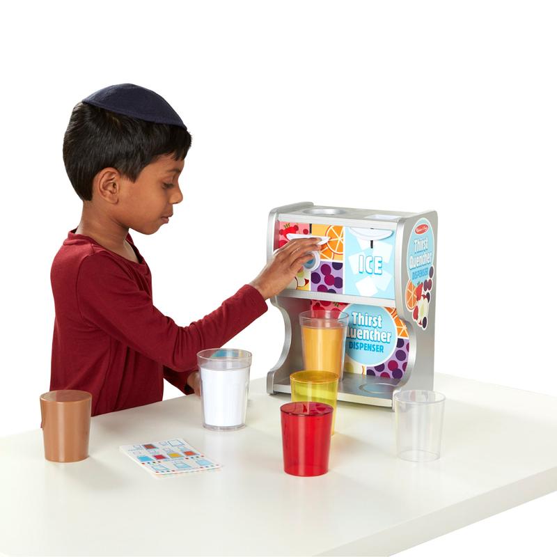 Melissa & Doug Wooden Thirst Quencher Drink Dispenser With Cups, Juice Inserts, Ice Cubes