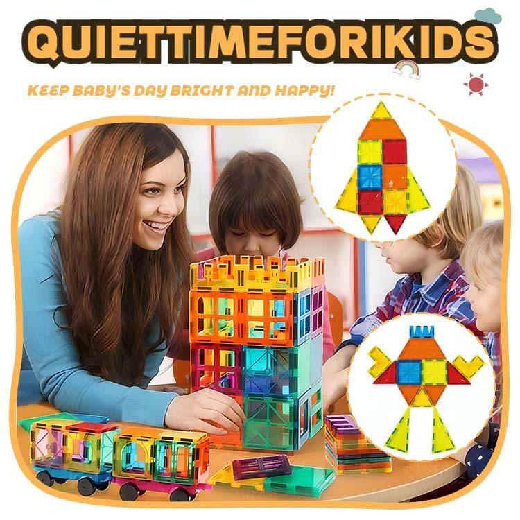 75 Pcs High Quality Magnetic Block Sets - Upgrade Version Colorful Building Toy for Kids - Christmas Birthday Gift with Free Dinosaur Toy