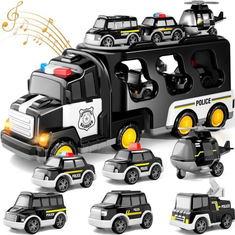 Police truck toys, 7-in-1 truck friction-powered toy car, set of toy cars, gift presents