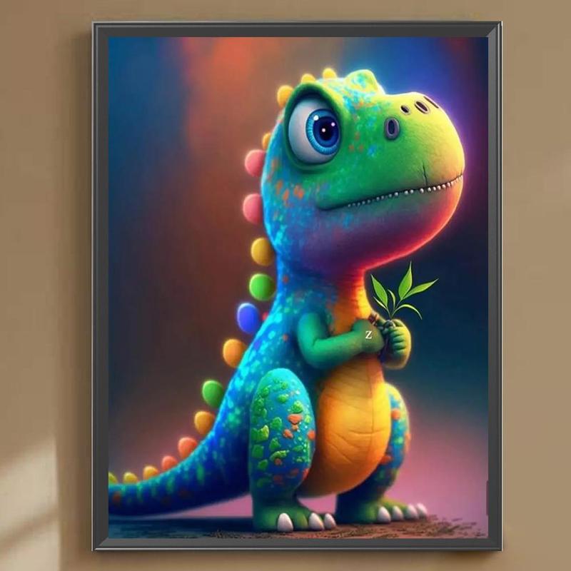 Frameless Artificial Diamond Painting, DIY Dinosaur Pattern Crafting Project, Decoration For House