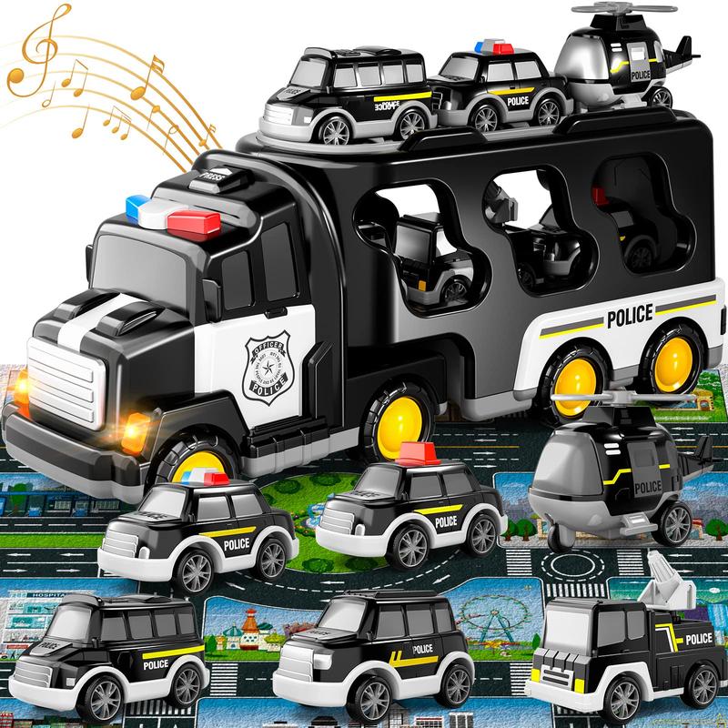 Police truck toys, 7-in-1 truck friction-powered toy car, set of toy cars, gift presents