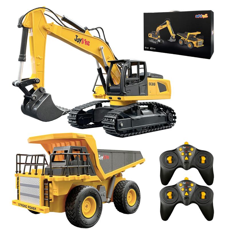 Construction Excavator - Toy Engineering Digger Truck, Remote Control Car for 4 5 6 7 8 9 10 11 Year Old Boys Girls, Educational Birthday Gifts for Kids 3 4 5 Years Old