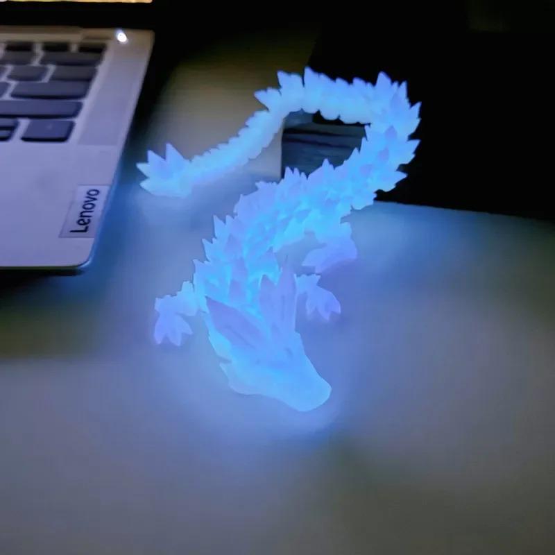 Luminous 3d Printed Dragon Figures Decor Child Toy Multi-Jointed Movable Articulated Dragon Toy For Home Car Tabletop Ornament