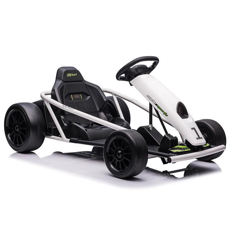 24V Go Kart for Ages 8-12, 300W Dual Motors, 9Ah Battery, 8MPH Drifting, Music, Horn, Max Load 175-180lbs, Outdoor Ride On Toy (White, Red, Rose)