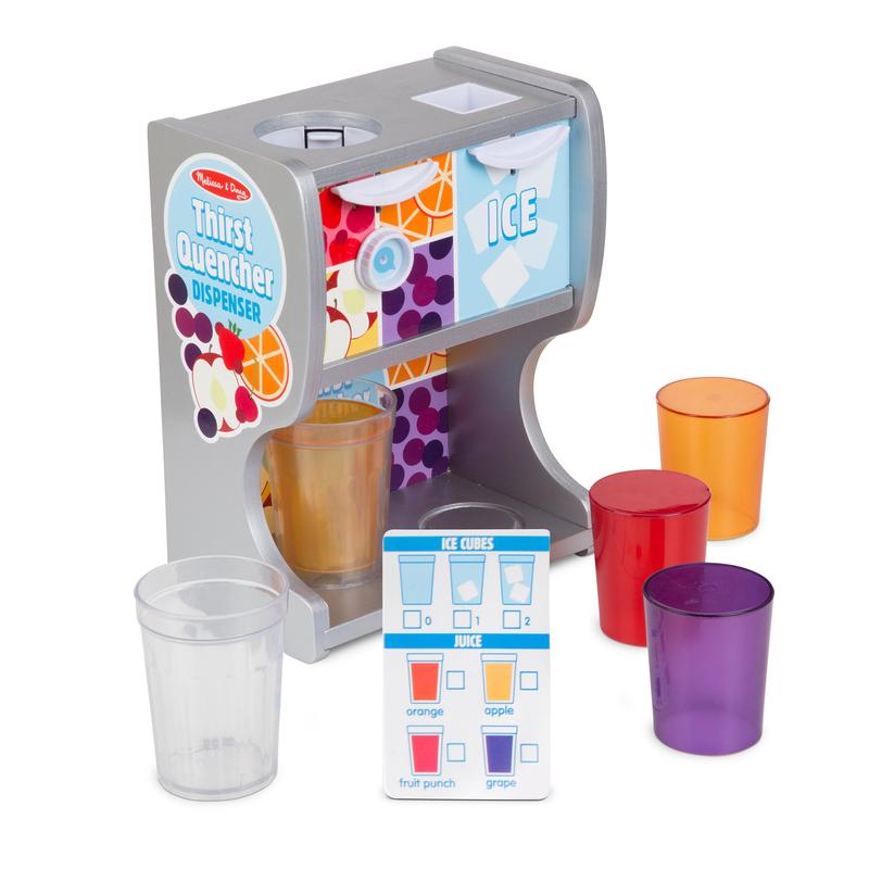 Melissa & Doug Wooden Thirst Quencher Drink Dispenser With Cups, Juice Inserts, Ice Cubes