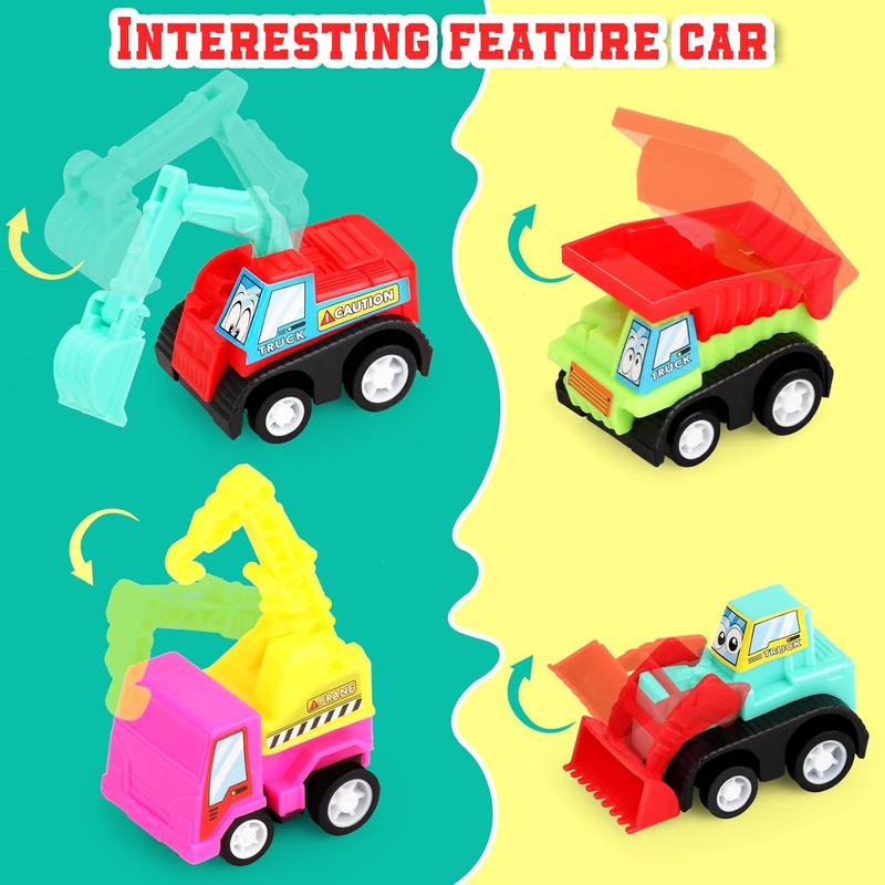 20 count Construction Toy Car for Boys Kids 3 4 5 6 7 8, Construction Party Favors Mini Pull Back Vehicles Small Truck Construction Excavator Sand Toys for Pinata Stuffers, Goodie Bag Stuffers