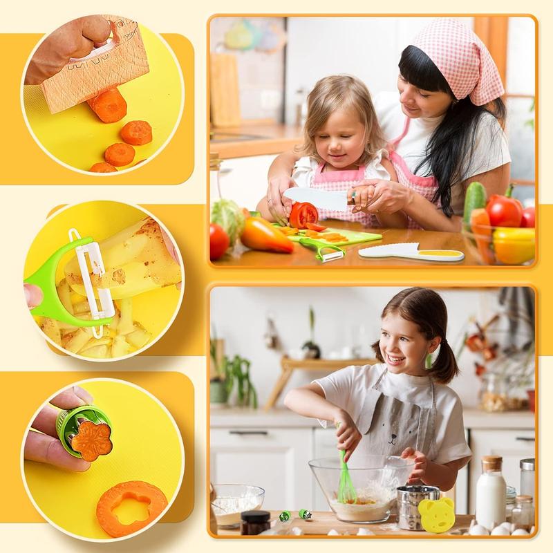 17 boxes Kids Cooking Sets Real Cooking Montessori Kitchen Toys for Toddlers Kids Safe Knives for  4 5 6 7 8 Year Old