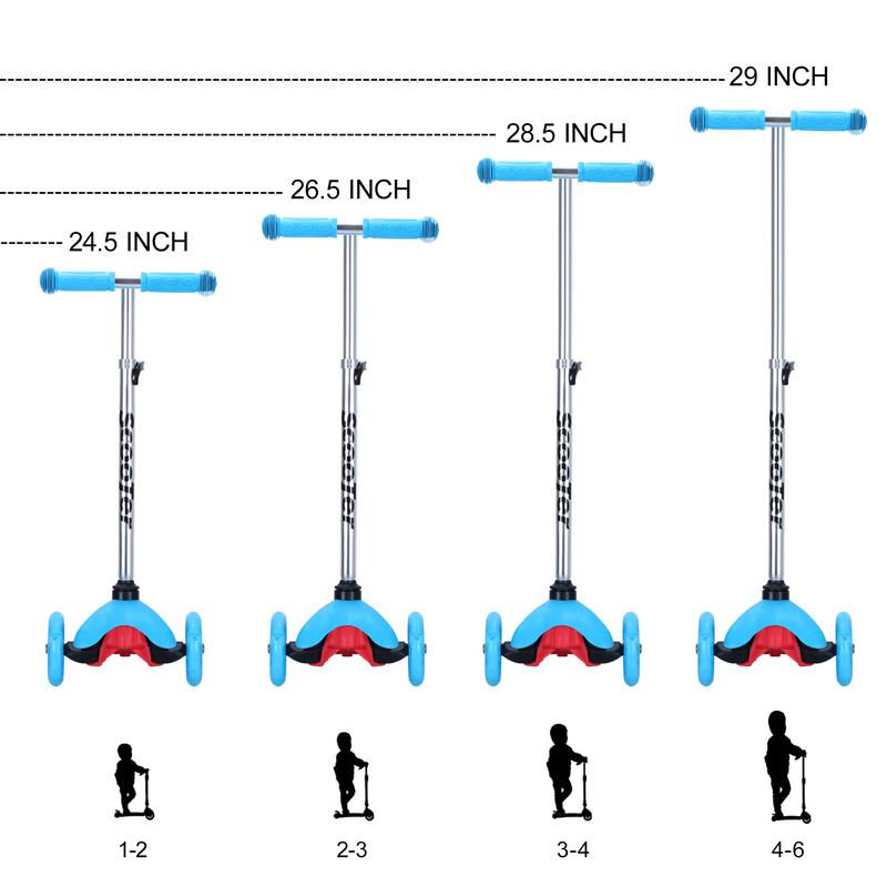 SimpleLux Kids Scooter - 4 Adjustable Height, Extra-Wide Deck with Brake & 3 PU Flashing Wheels, Over 3 Years Old,Blue