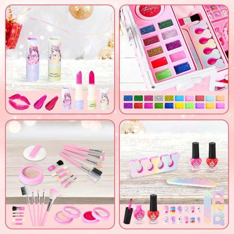 Pretend Play Makeup Kit,Washable Makeup Kit with Unicorn Bag,Make Up Kit for Christmas Birthday Gifts