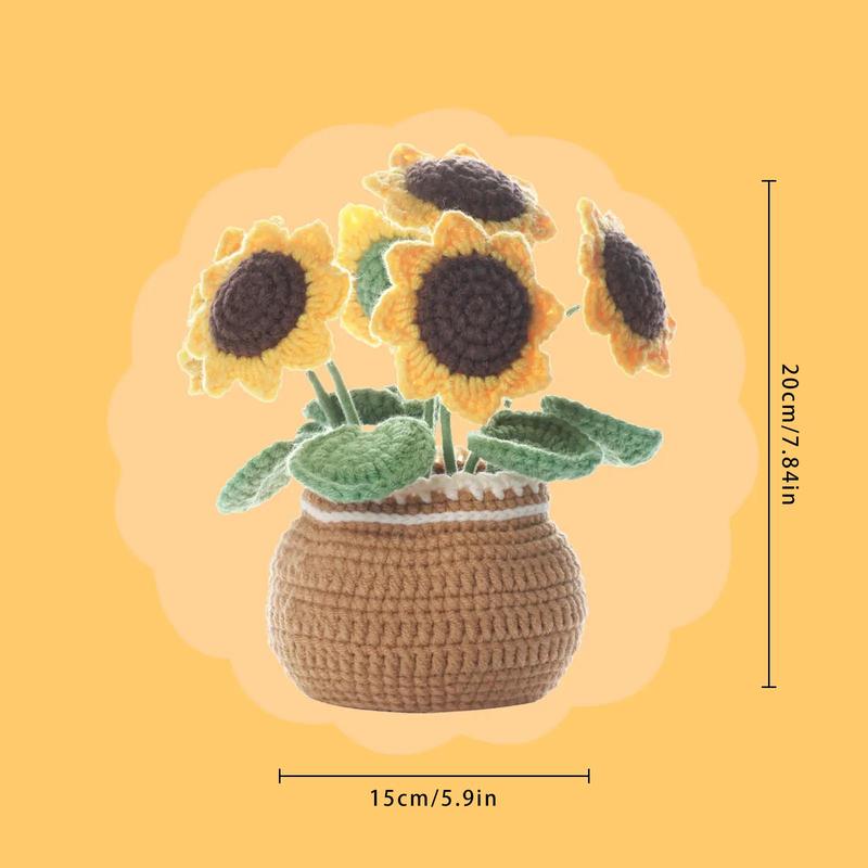 DIY Handmade Craft Kit for Potted Sunflower, 1 Set Crochet Starter Kit with Step-by-step Instructions & Video Tutorials, Crochet Kit for Beginners, Craft Supplies