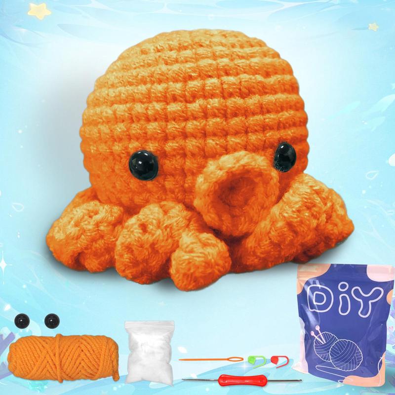 Cute Octopus Design Crochet Kit, DIY Knitting Kit with Random Color Accessories, Ideal Home Decor Craft for Family Bonding, Must-have Gift Option