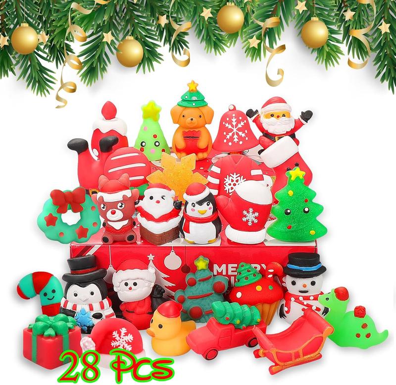 28 Pack Christmas Mochi Squishy Toys – Kawaii Cat & Animal Squishies, Slow Rising Stress Relief Toys, Perfect for Party Favors, Goodie Bags & Birthday Gifts