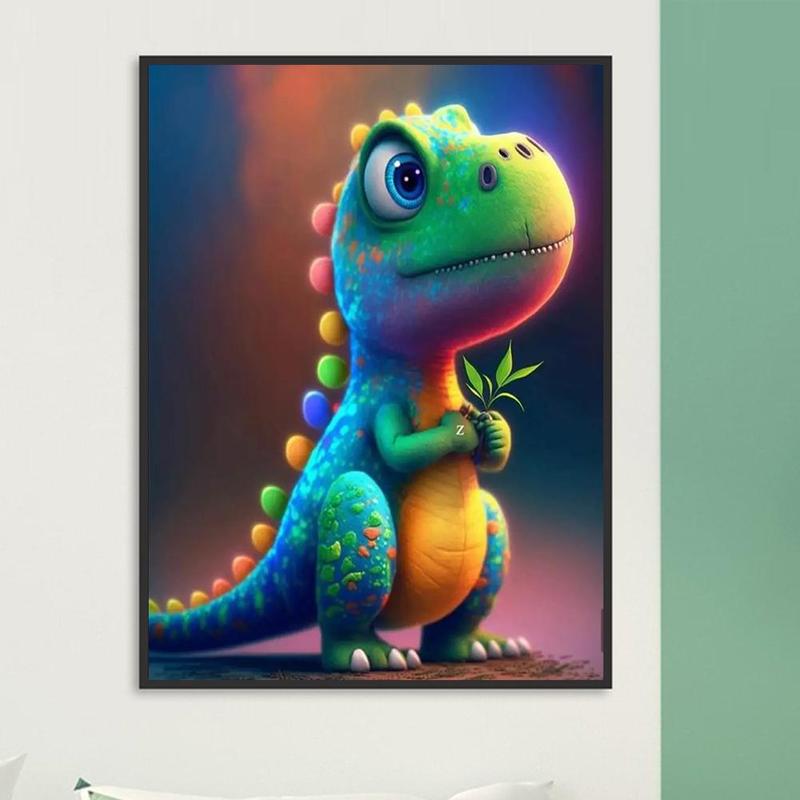 Frameless Artificial Diamond Painting, DIY Dinosaur Pattern Crafting Project, Decoration For House