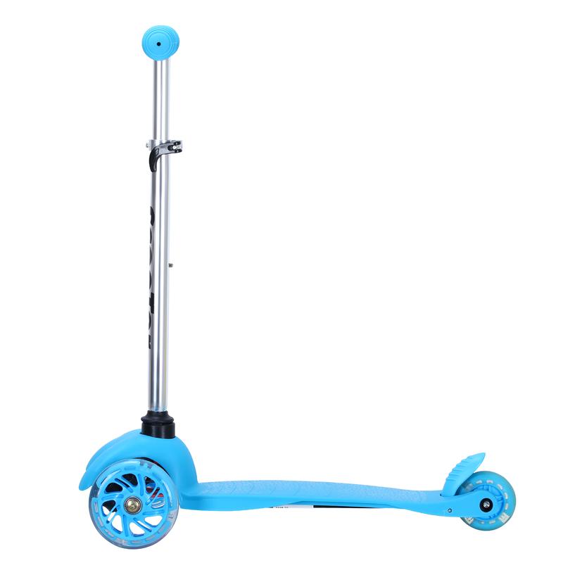 SimpleLux Kids Scooter - 4 Adjustable Height, Extra-Wide Deck with Brake & 3 PU Flashing Wheels, Over 3 Years Old,Blue