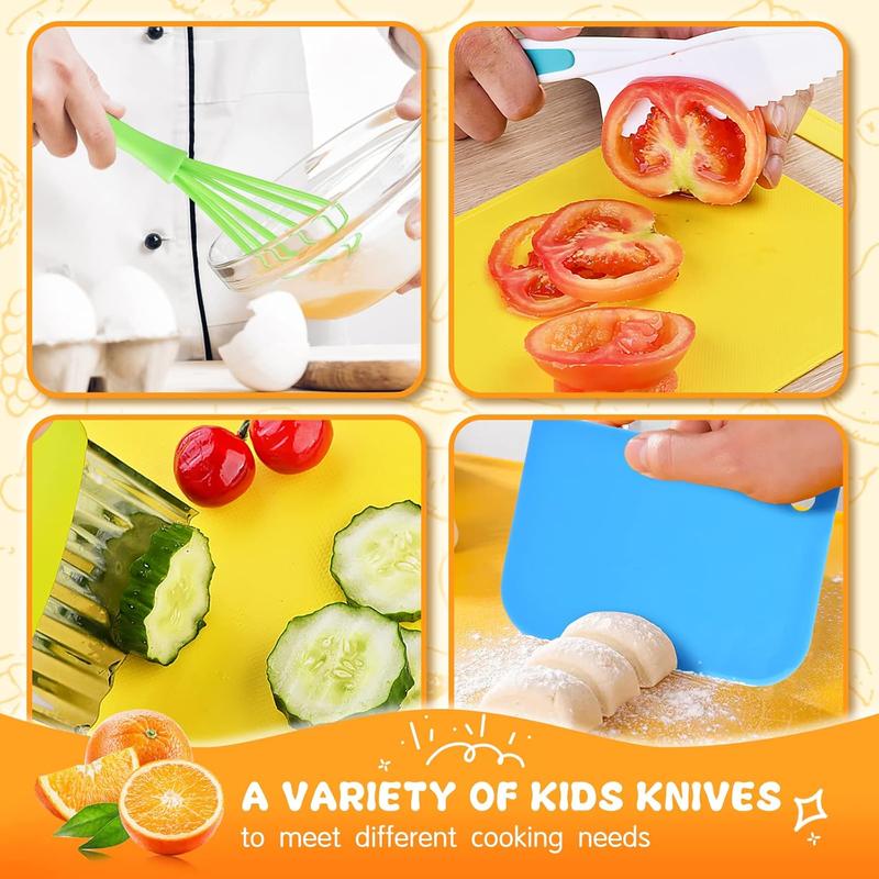 17 boxes Kids Cooking Sets Real Cooking Montessori Kitchen Toys for Toddlers Kids Safe Knives for  4 5 6 7 8 Year Old