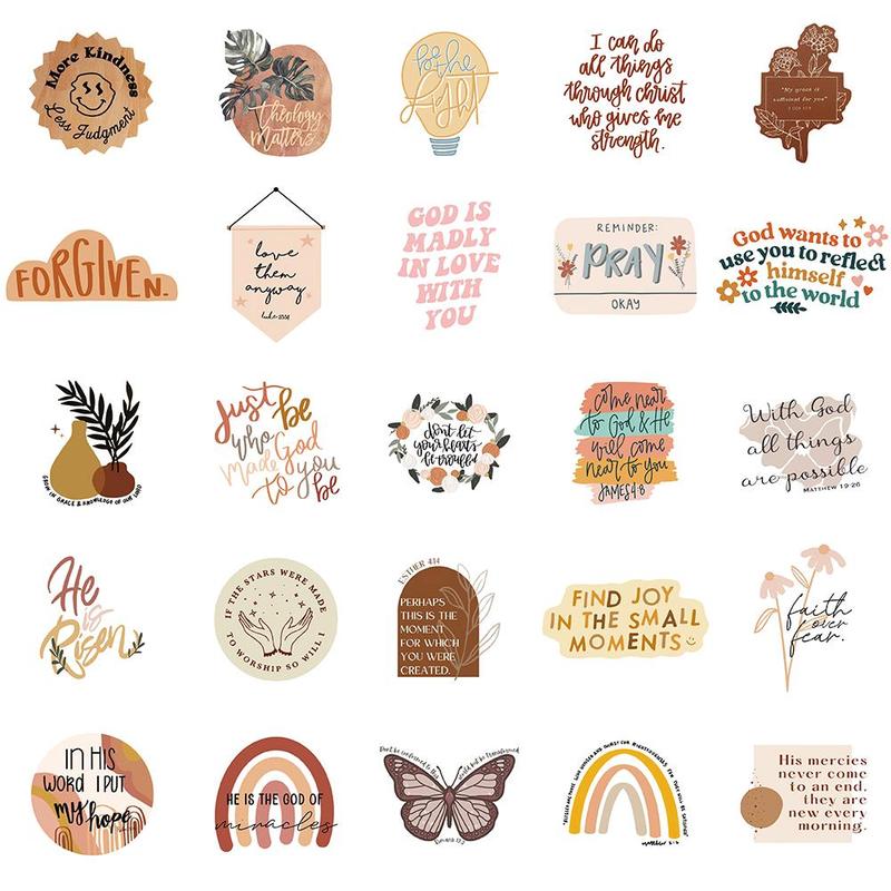 Back to School Boho Motivational Slogan Sticker, 50pcs set Creative Sticker, Decorative Sticker for DIY Scrapbooking, Water Bottle, Laptop, Phone Case, School Supplies