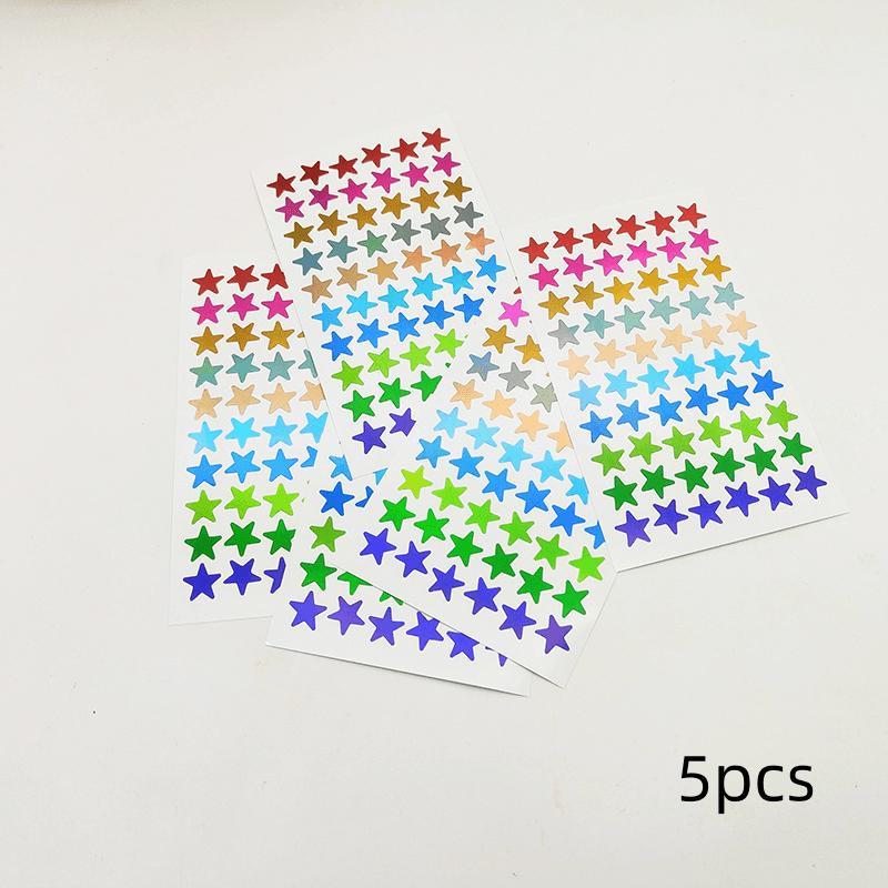 Star Sticker, 5 Counts DIY Decorative Sticker For Scrapbook, Multicolored Shiny Star Stickers for Books Greeting Cards Gift Wrapping, DIY Crafts