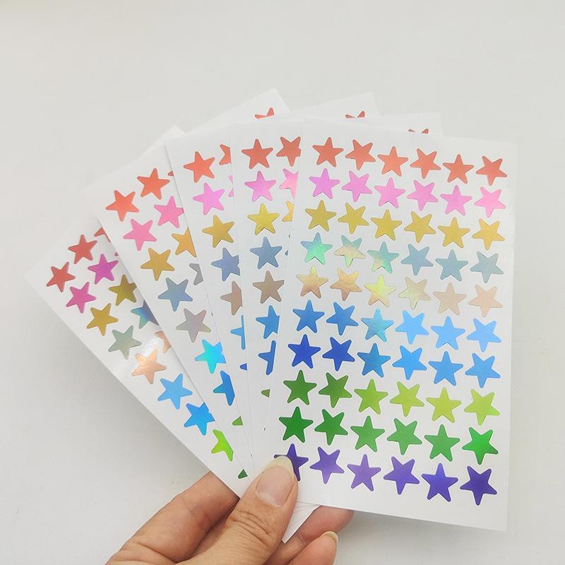 Star Sticker, 5 Counts DIY Decorative Sticker For Scrapbook, Multicolored Shiny Star Stickers for Books Greeting Cards Gift Wrapping, DIY Crafts