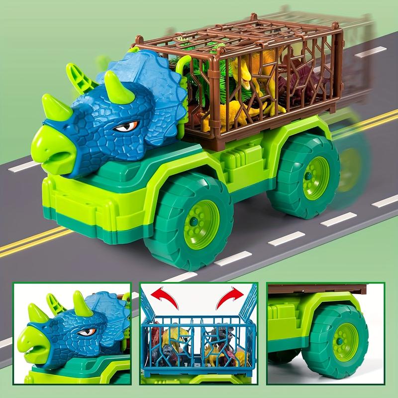 Dinosaur Truck Toy For Kids 3-5 Years, Triceratops Transport Car Carrier With 8 Dino Figures, Activity Play Mat, Dino Eggs And Trees, Capture Jurassic Dinosaurs Play Set For Boys And Girls