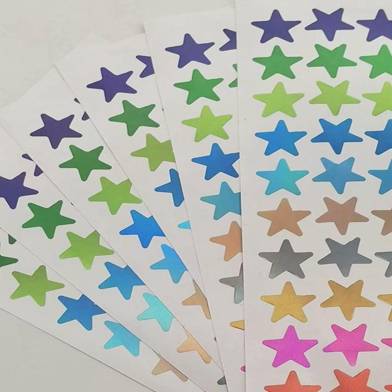 Star Sticker, 5 Counts DIY Decorative Sticker For Scrapbook, Multicolored Shiny Star Stickers for Books Greeting Cards Gift Wrapping, DIY Crafts