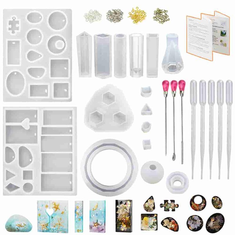 Jewelry Making Kit with 16 Silicone Molds, 100 Eye Pins, and Tools for Resin Crafts, Gift, Jewelry, Art - LET'S RESIN