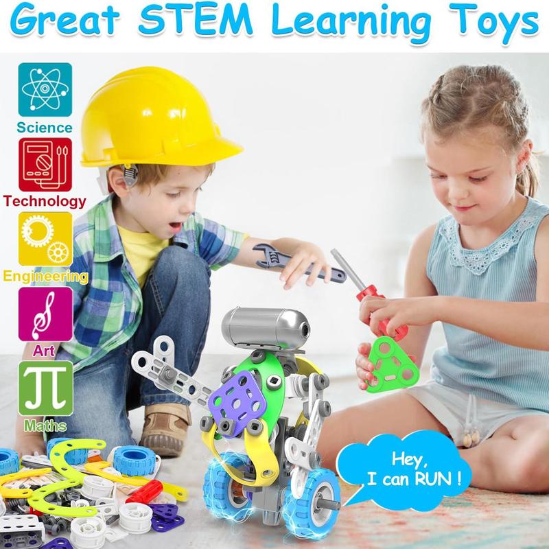 STEM Building Toys 10 Way Construction Building Blocks Toy, 1 Set Creative Engineering Building Blocks Toys Kit, Funny Construction Learning Toy