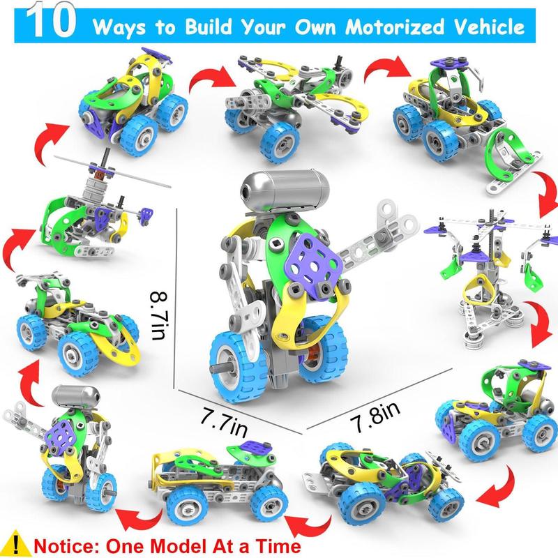 STEM Building Toys 10 Way Construction Building Blocks Toy, 1 Set Creative Engineering Building Blocks Toys Kit, Funny Construction Learning Toy