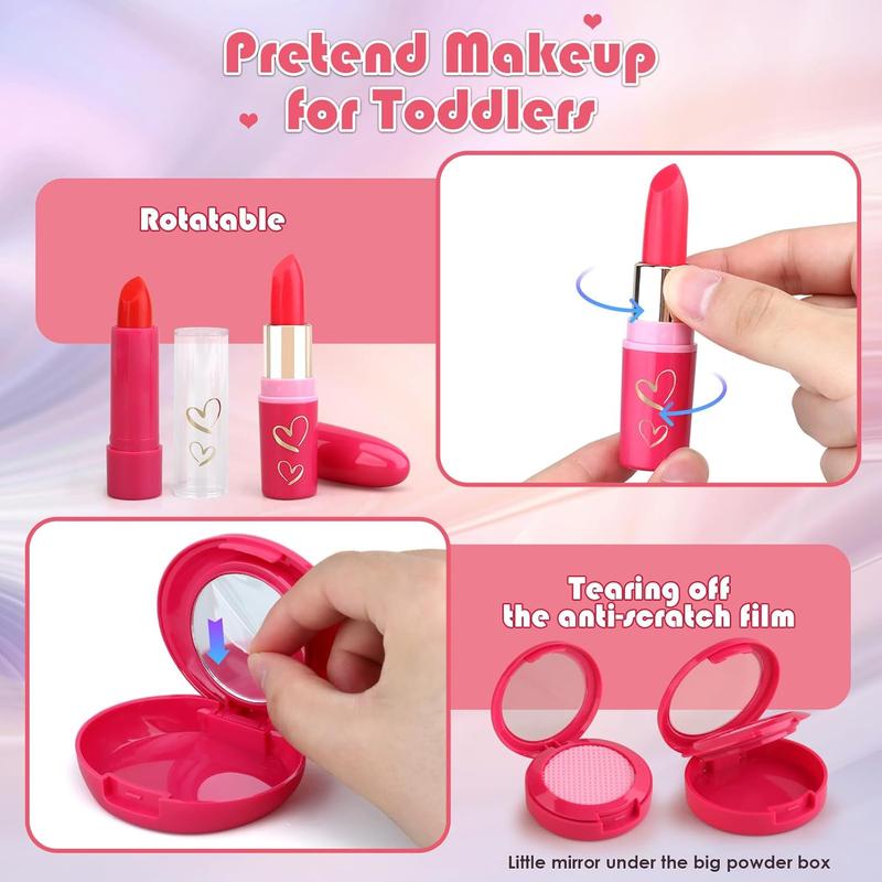 Pretend Makeup Kit for Girls,Makeup Set for Makeup Kit with Fake Makeup Set, Car Key & Make up Toy