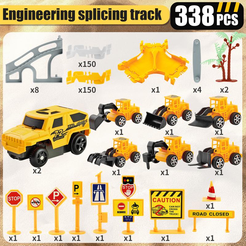 276 PCS Construction Race Track Toys for Kids Boys : Trucks, Cars, Excavator