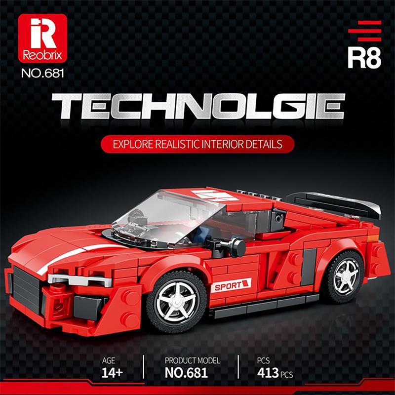 Reobrix R8 Supercar Building Set, Super Race Vehicles Building Toy Birthday Gifts for Kid Aged 6+. (413PCS)