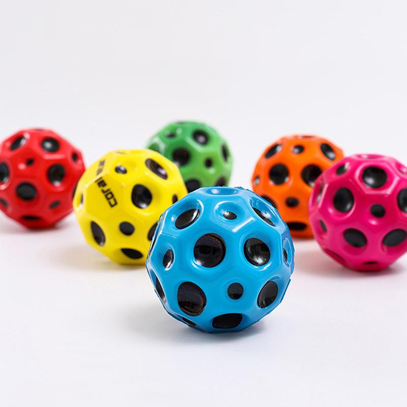 Useful Hole Ball Soft Bouncy Ball Anti-fall Moon Shape Porous Bouncy Ball Kids Indoor Toy Relif Stress