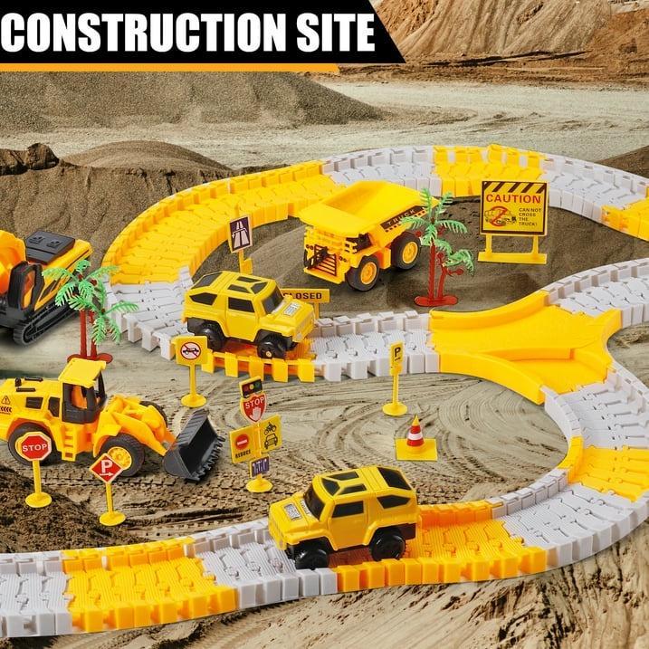 276 PCS Construction Race Track Toys for Kids Boys : Trucks, Cars, Excavator