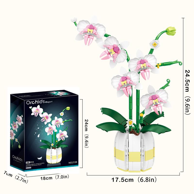 Mini Orchids Bonsai Building Set,Artificial Plant Building Blocks Kit for Home Office Decoration Gift for Mother's Day, Anniversary