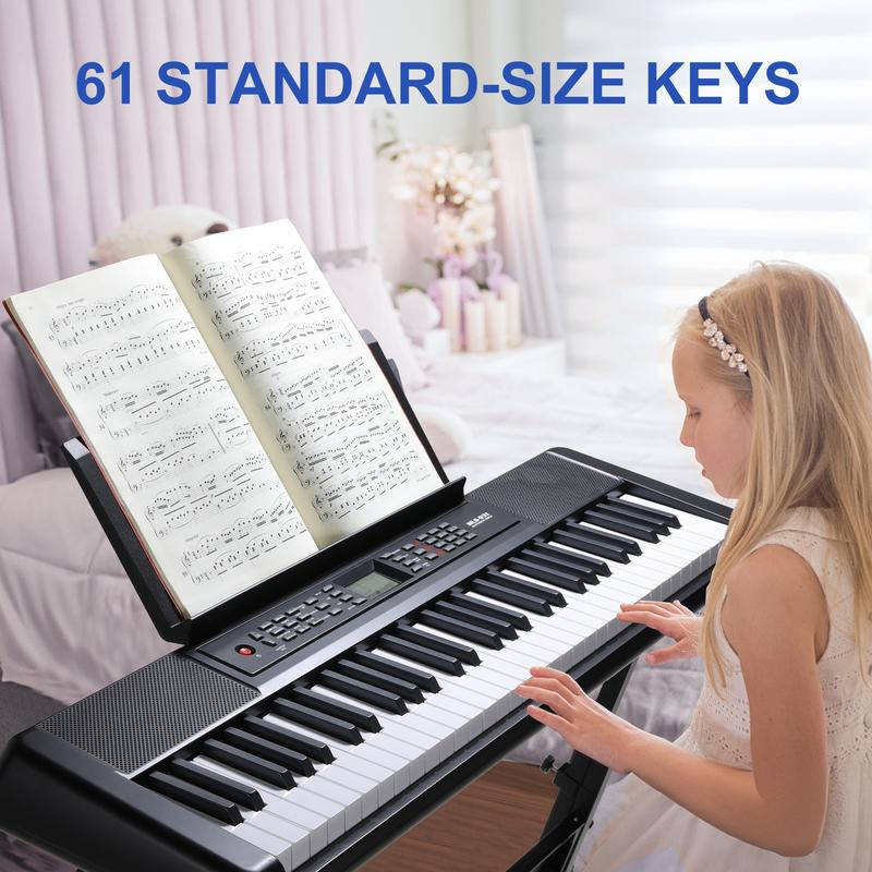 61-Key Piano Keyboard - Electric Keyboard Piano Kit with Stand, Foldable Bench, Holder, Microphone, LCD Screen, and Dual Speakers - Ideal for Beginners and Masters, Kids and Adults,Ideal Gift for Christmas and Thanksgiving