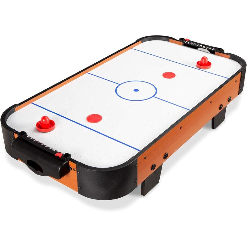 40in Portable Tabletop Air Hockey Arcade Table for Game Room w  100V Motor, Electric Fan, 2 Strikers, 2 Pucks