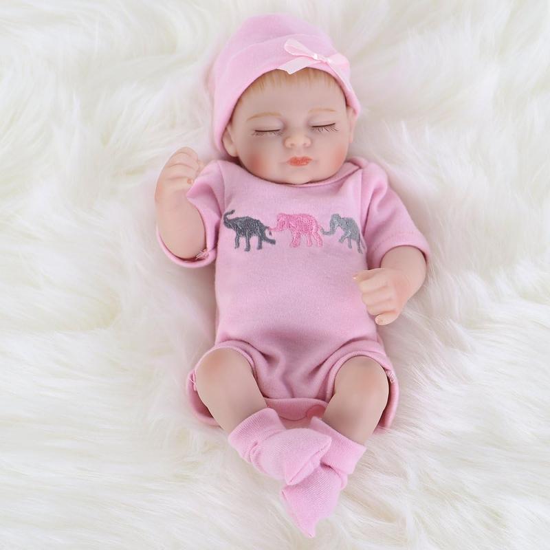 [IN STOCK] Reborn Baby Doll Realistic Silicone Vinyl Baby Girl 10 inch Lifelike Doll Gift Set for Ages 3+(10 inch, close Eyes girl)