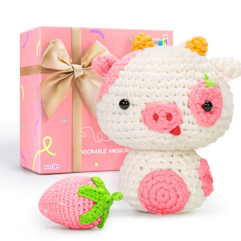 Mewaii Crochet Kit for Beginners, Complete DIY Kit Animals with 40%+ Pre-Started Tape Yarn Step-by-Step Video Tutorials for Adults Kids