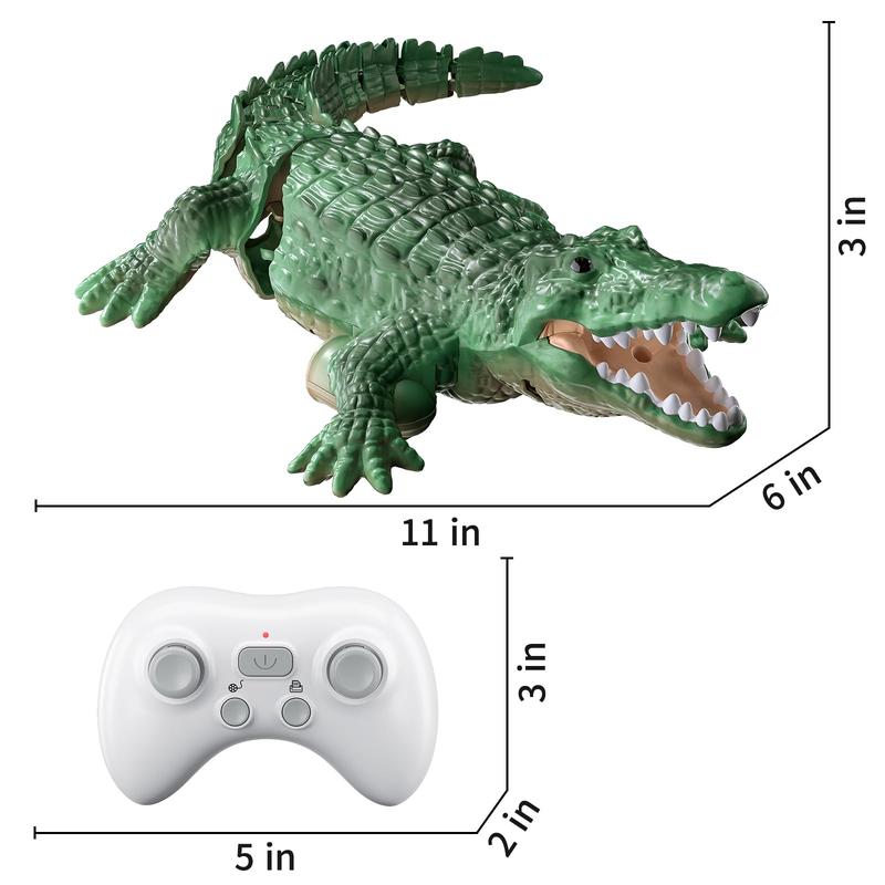 Remote Control Crocodile, High Simulation Scale Prank Alligator with Glowing Eyes,for Pool Bathroom RC Boat for  Birthday Halloween Christmas Toys