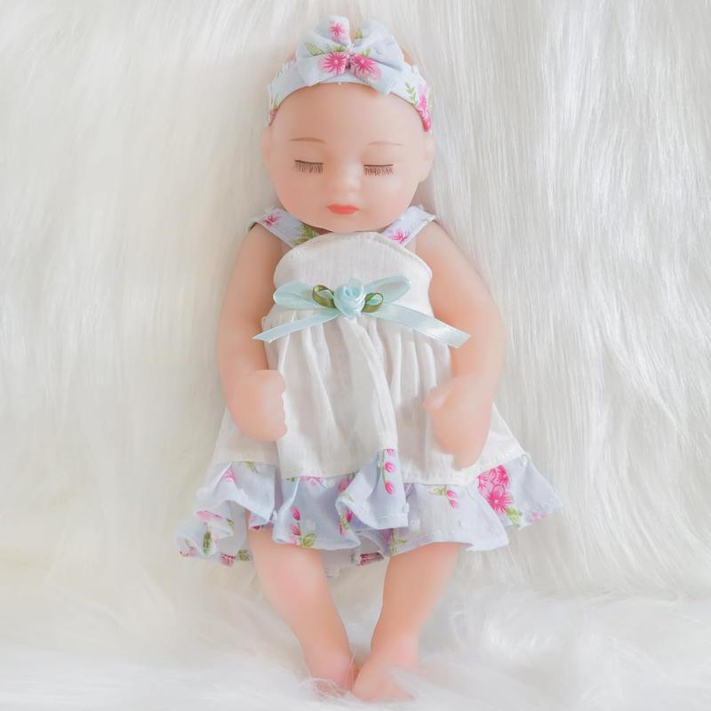 [IN STOCK] Reborn Baby Doll Realistic Silicone Vinyl Baby Girl 10 inch Lifelike Doll Gift Set for Ages 3+(10 inch, close Eyes girl)