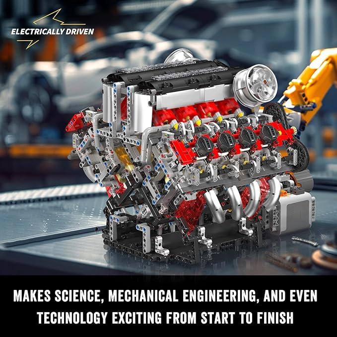 Mould King 10130 V8 Engine Model Kit - Build Your Own STEM V8 Engine for Adults - 8-Cylinder 3.9-Liter Twin-Turbo Engine Construction Set