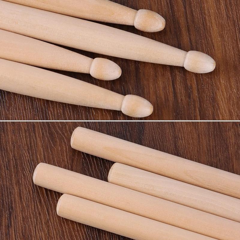 2 Pairs Drum sticks 5A Classic Maple Wood Drumsticks Wood Tip Drumstick for Adults Kids and Beginners