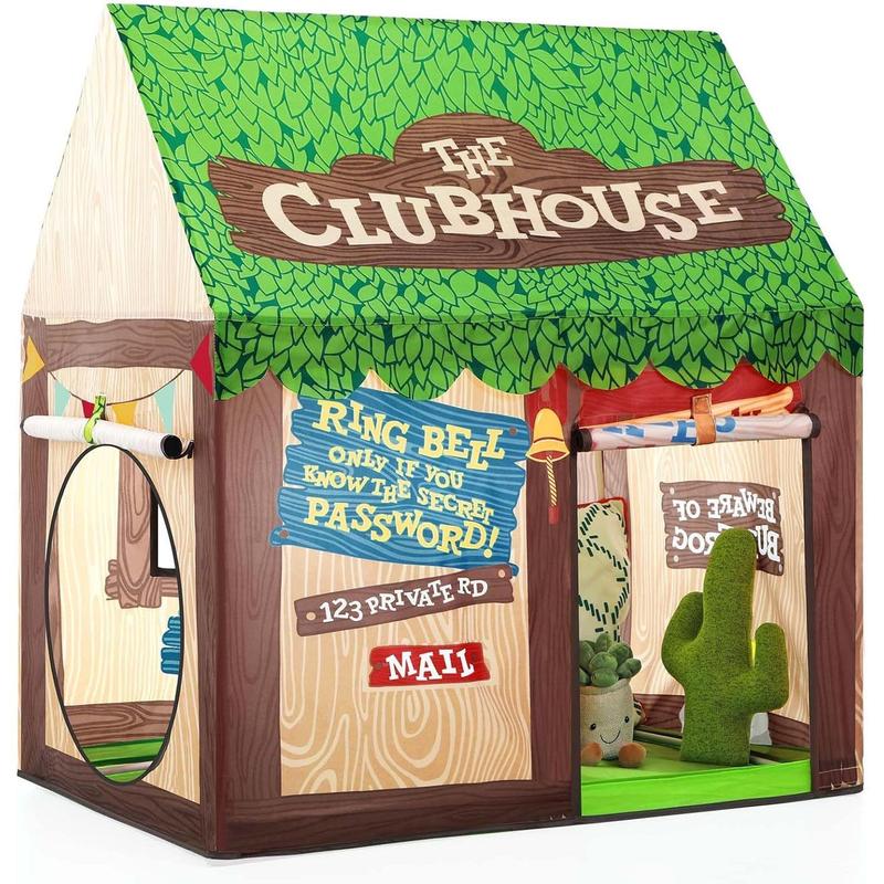 Kids Play Tent Indoor Clubhouse Tent for Kids with Roll-up Door and Windows for Outdoor Games - Boys Tent Playhouse Toys Tent for Birthday Gifts