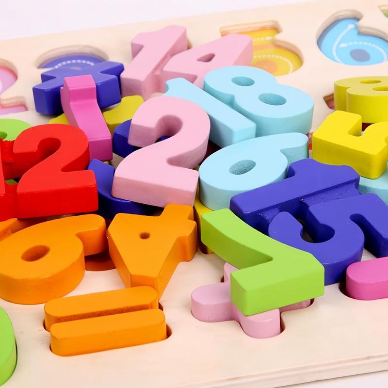 Wooden Puzzles for Toddlers, Alphabet Number Learning Toys ABC Shape Puzzle Wood Montessori Preschool Early Education Learning Toys for Kids Toddlers Girls Boys Kindergarten