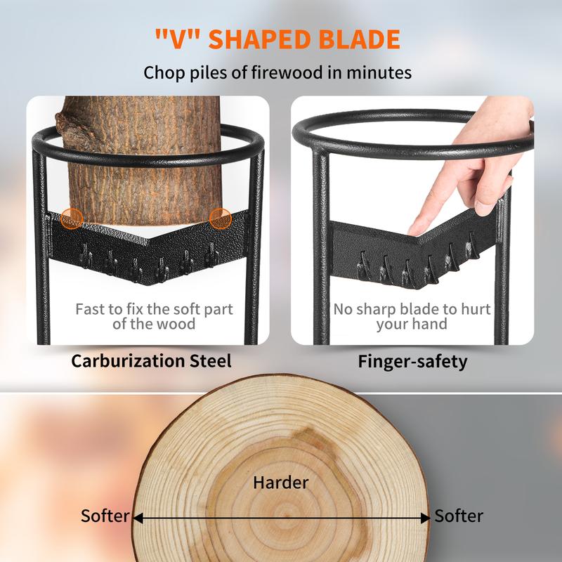 VEVOR Firewood Kindling Splitter, 9\'\'x17\'\' XL Wood Splitter, Unique V-Shaped Finger-Safety Blade, Manual Log Splitter for Wood Splitting, Heavy Duty Strong Steel Structure & Stability, Log Splitte